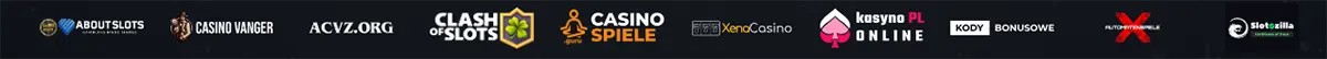AboutSlots, Casino Vanger, ACVZ.org, Clash of Slots, Casino Spiele, XenoCasino, Kasyno PL Online, Kody Bonusowe, and Slotszilla partner logos.